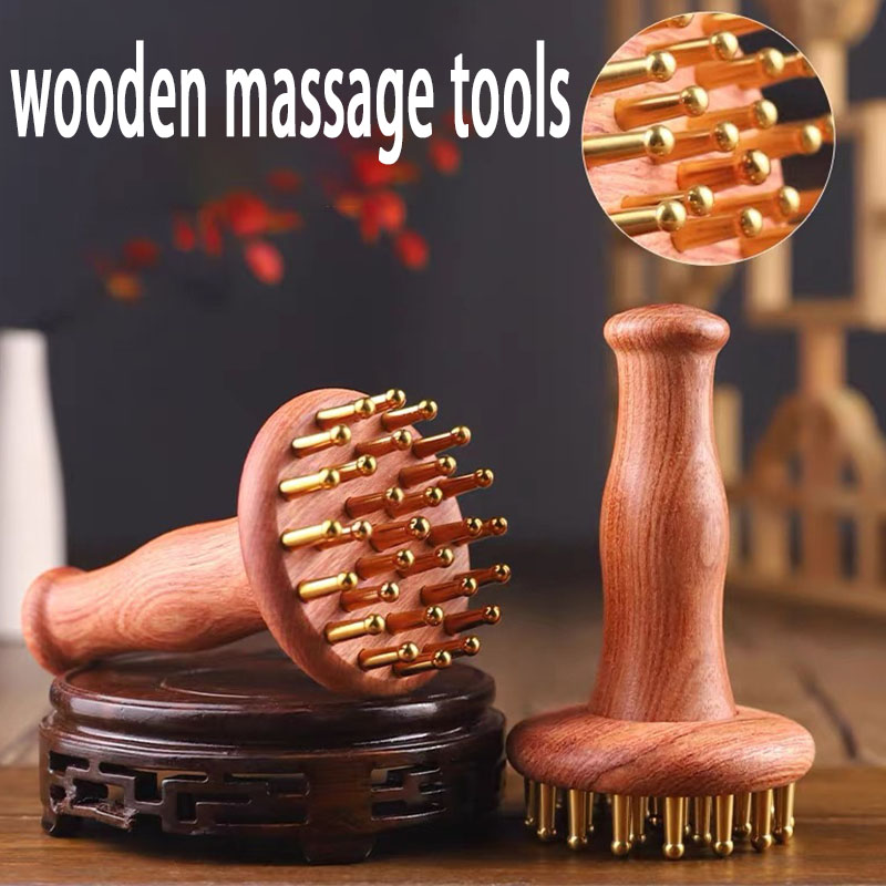 Spa Y Wellness - Brass Gua Sha wooden massage tools